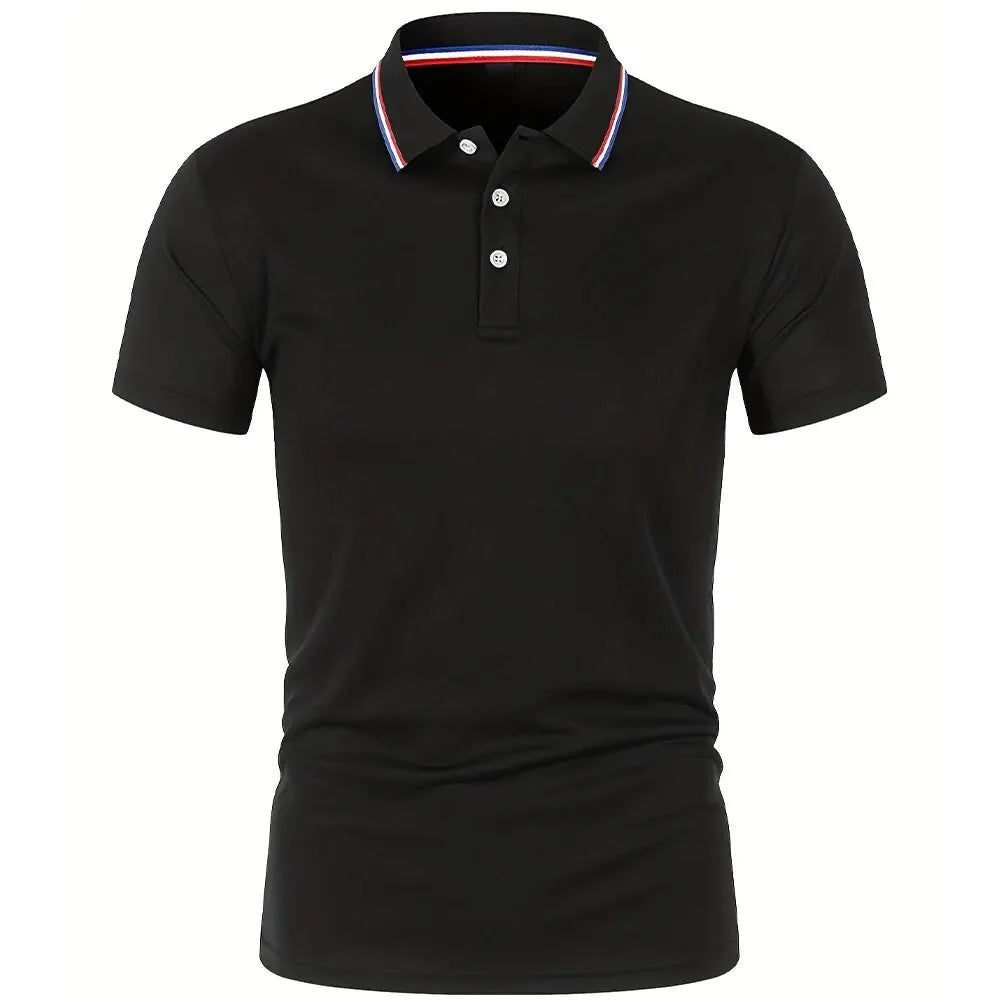 Men's Casual Polo Shirt | Short Sleeve Solid Color Tee 0