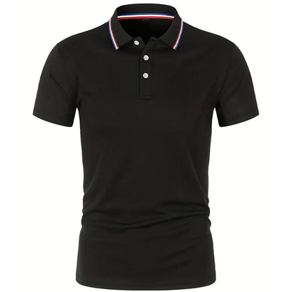 Men's Casual Polo Shirt | Short Sleeve Solid Color Tee 0