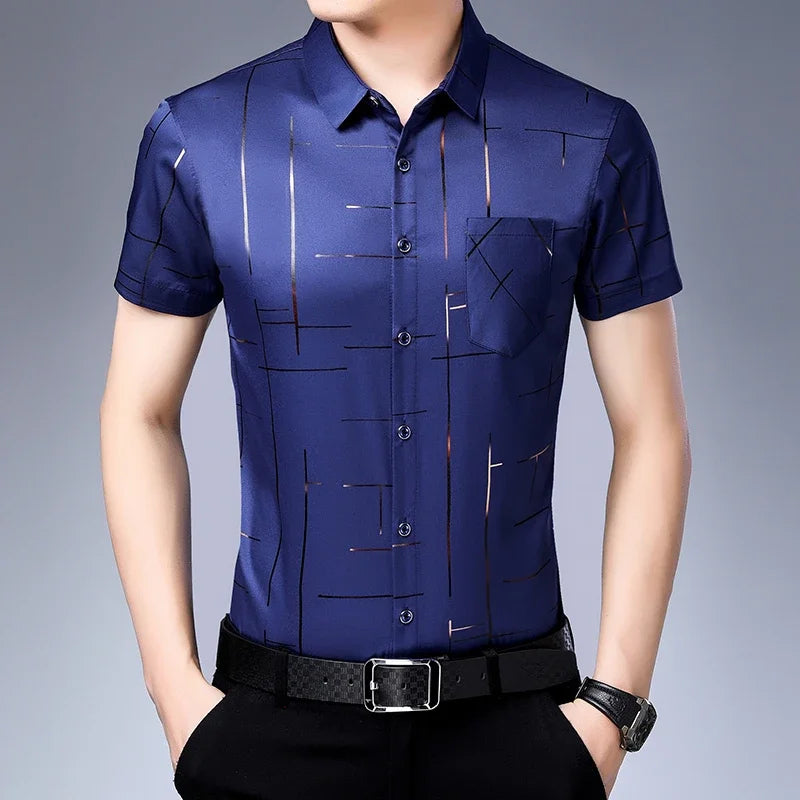 Men's Casual Short Sleeve Shirt | Wrinkle Resistant Top 0