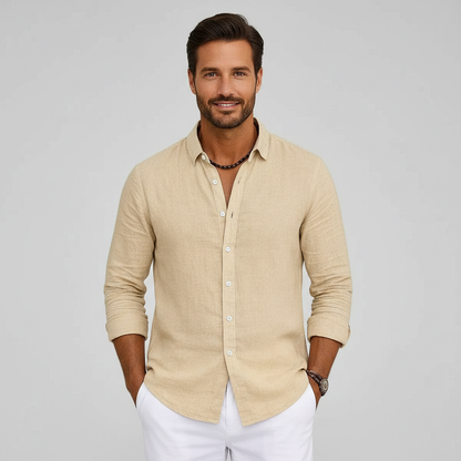 Men's Linen Shirt | Summer Beachwear Casual Long Sleeve