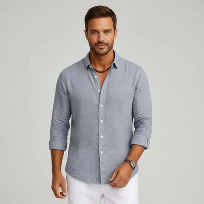 Men's Linen Shirt | Summer Beachwear Casual Long Sleeve