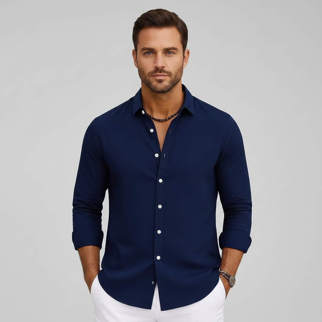 Men's Linen Shirt | Summer Beachwear Casual Long Sleeve