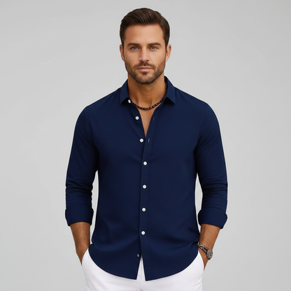 Men's Linen Shirt | Summer Beachwear Casual Long Sleeve