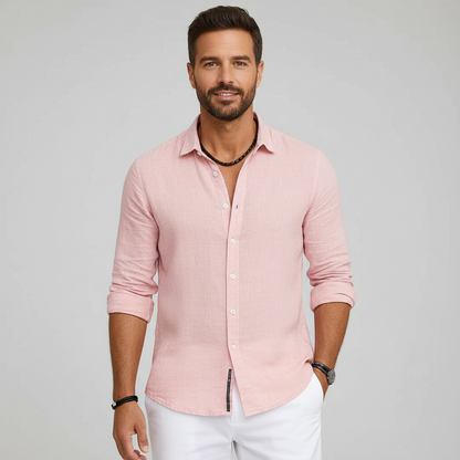 Men's Linen Shirt | Summer Beachwear Casual Long Sleeve